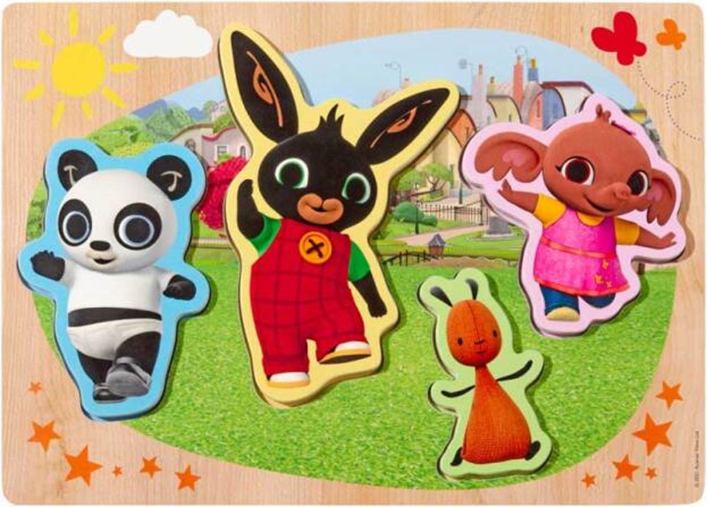 Drewniane puzzle Bambolino Bing z dużymi figurami - zabawki edukacyjne uczące układania puzzli - zabawki