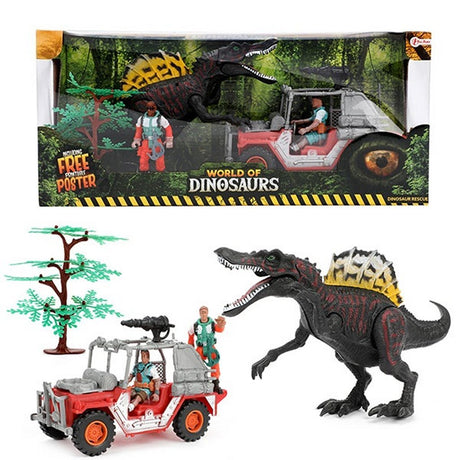 Zestaw do zabawy w świat dinozaurów Toi z jeepem