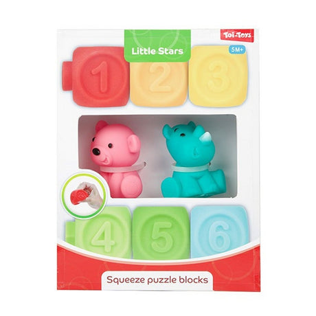 Klocki do układania Little Stars Baby 6 sztuk + 2 zwierzęta