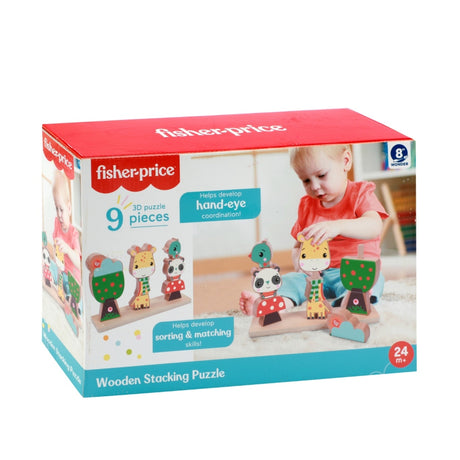 Puzzle drewniane Fisher Price 3D, 9 elementów
