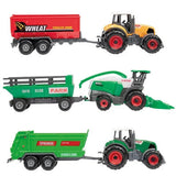 Metalowy zestaw rolniczy Toi-zabawki 6-częściowy traktor + przyczepa 4 różne