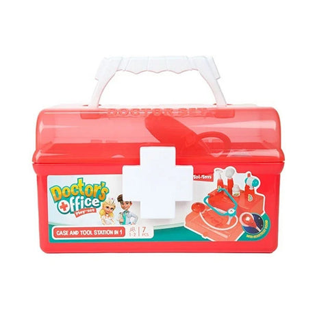 Torba lekarska Toi-toys czerwona z akcesoriami, 7 sztuk.