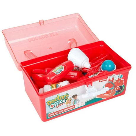 Torba lekarska Toi-toys czerwona z akcesoriami, 7 sztuk.