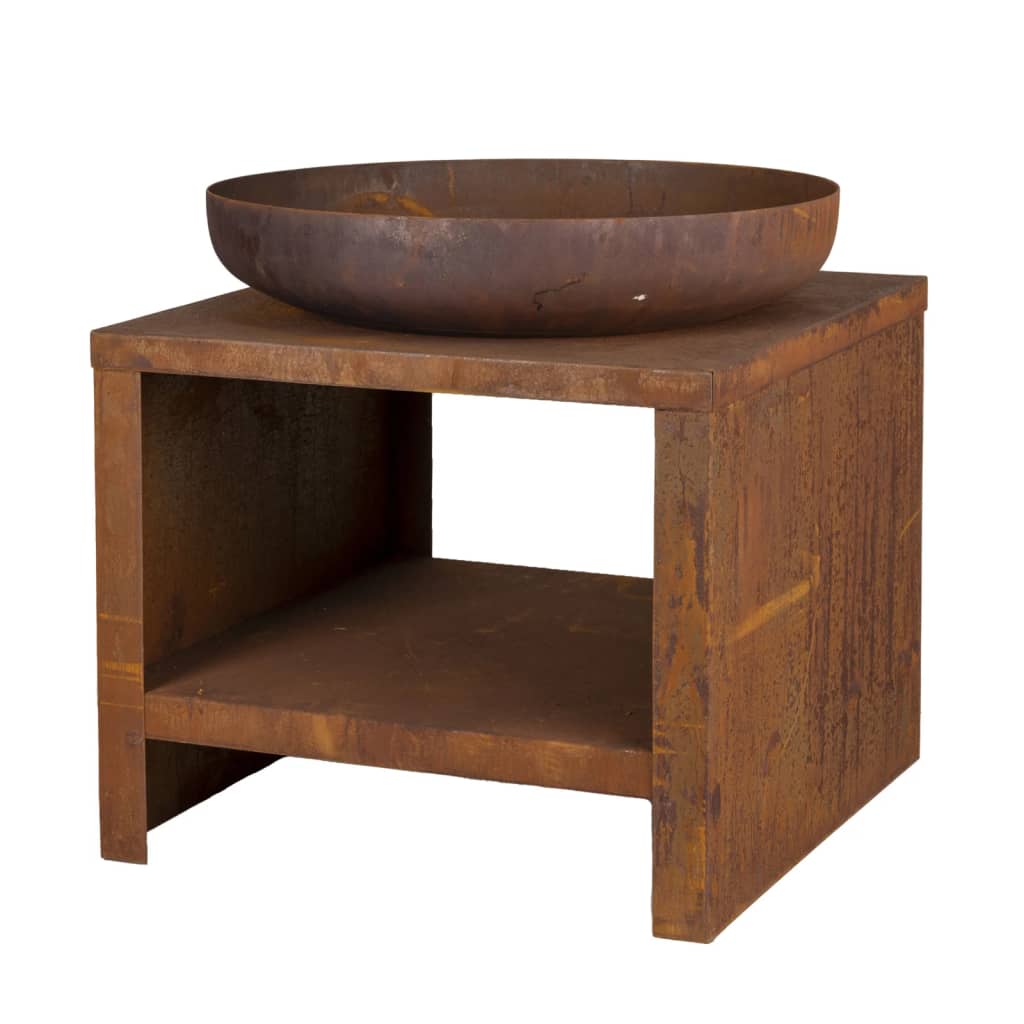 Esschert Design Fire Bowl z drewnianym magazynem 62 cm rdzy -