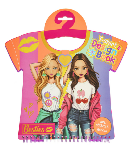 Książka z projektami koszulek Besties, 20 arkuszy + naklejki