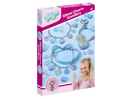 Totum glittersticker-sieraden maken - 2 armbandjes en 1 sleutelhanger - speelgoed kinderen - knutselen - voor meisjes en jongens - vanaf 4 jaar