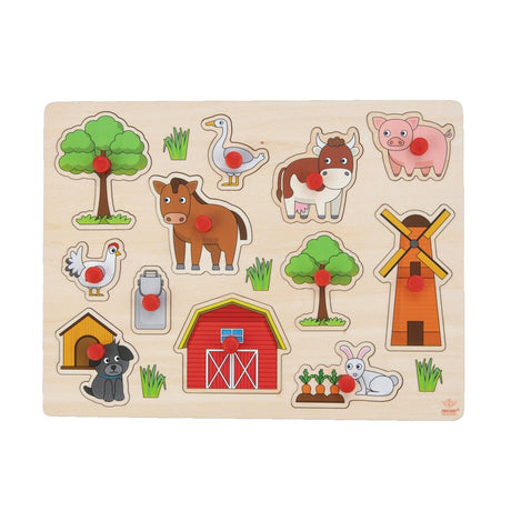 Drewniane puzzle Engelhart Farma z guzikami 30x23cm