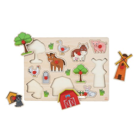 Drewniane puzzle Engelhart Farma z guzikami 30x23cm