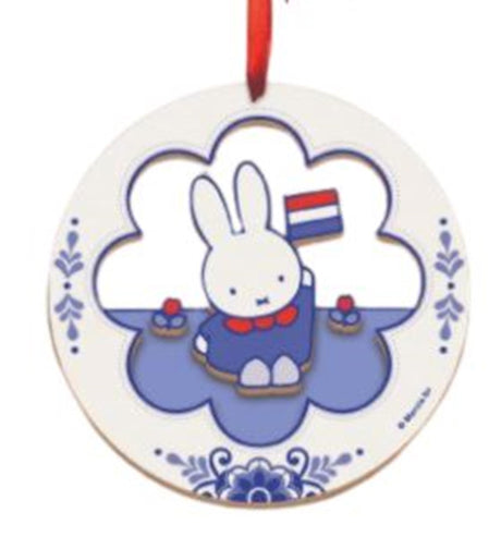 Miffy Świąteczny wisiorek z drewnianą pamiątką o średnicy 7,5 cm