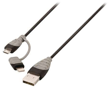 Bandridge BBM39400B10 Kabel do transmisji danych i ładowania 2 w 1 USB Micro-B męski + adapter Lightning - męski A 1,00 m czarny