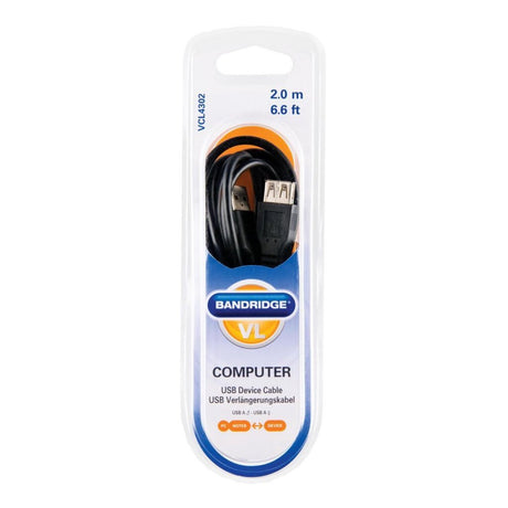 Bandridge USB 2.0 męski na USB 2.0 żeński 2 m czarny