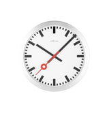 Stacja Nexttime – zegar ścienny, zegar stołowy – 19 cm – szczotkowane aluminium – biały
