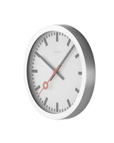 Stacja Nexttime – zegar ścienny, zegar stołowy – 19 cm – szczotkowane aluminium – biały