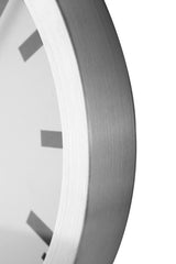 Stacja Nexttime – zegar ścienny, zegar stołowy – 19 cm – szczotkowane aluminium – biały
