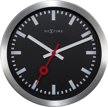 Stacja Nexttime – zegar ścienny – 19 cm – aluminium – czarny