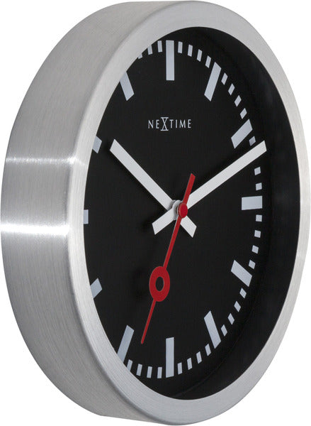 Stacja Nexttime – zegar ścienny – 19 cm – aluminium – czarny