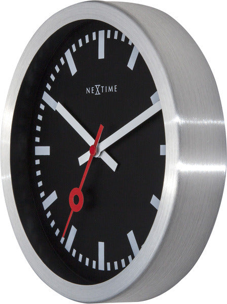 Stacja Nexttime – zegar ścienny – 19 cm – aluminium – czarny
