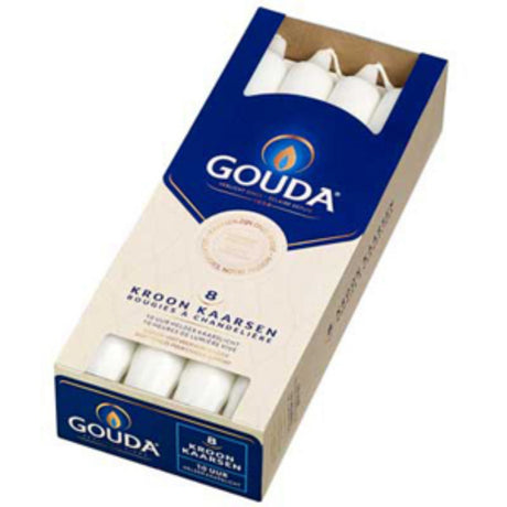 Świece koronowe Gouda 24x2,4 cm 8 sztuk białe
