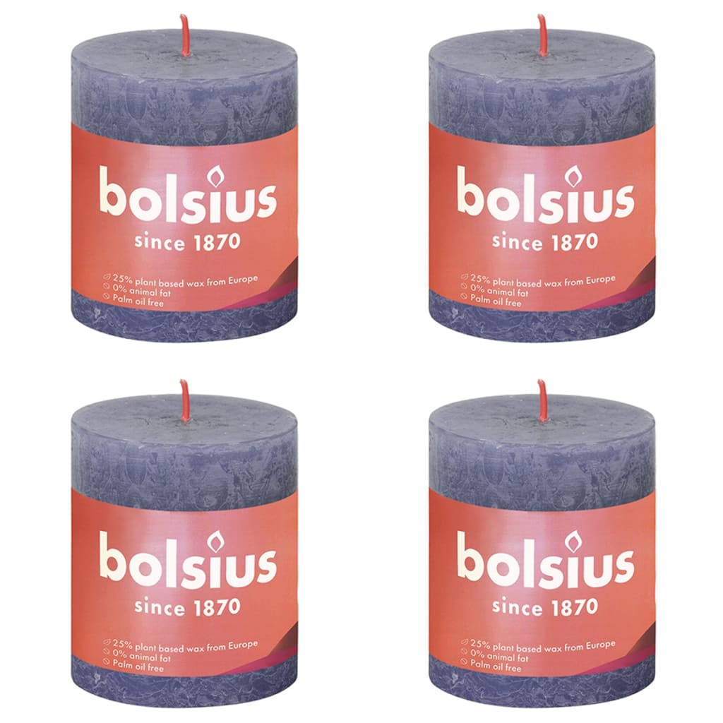 Bolsius Bolsius Stollen Shine 4 St Rustic 80x68 mm Zmierzch Blue