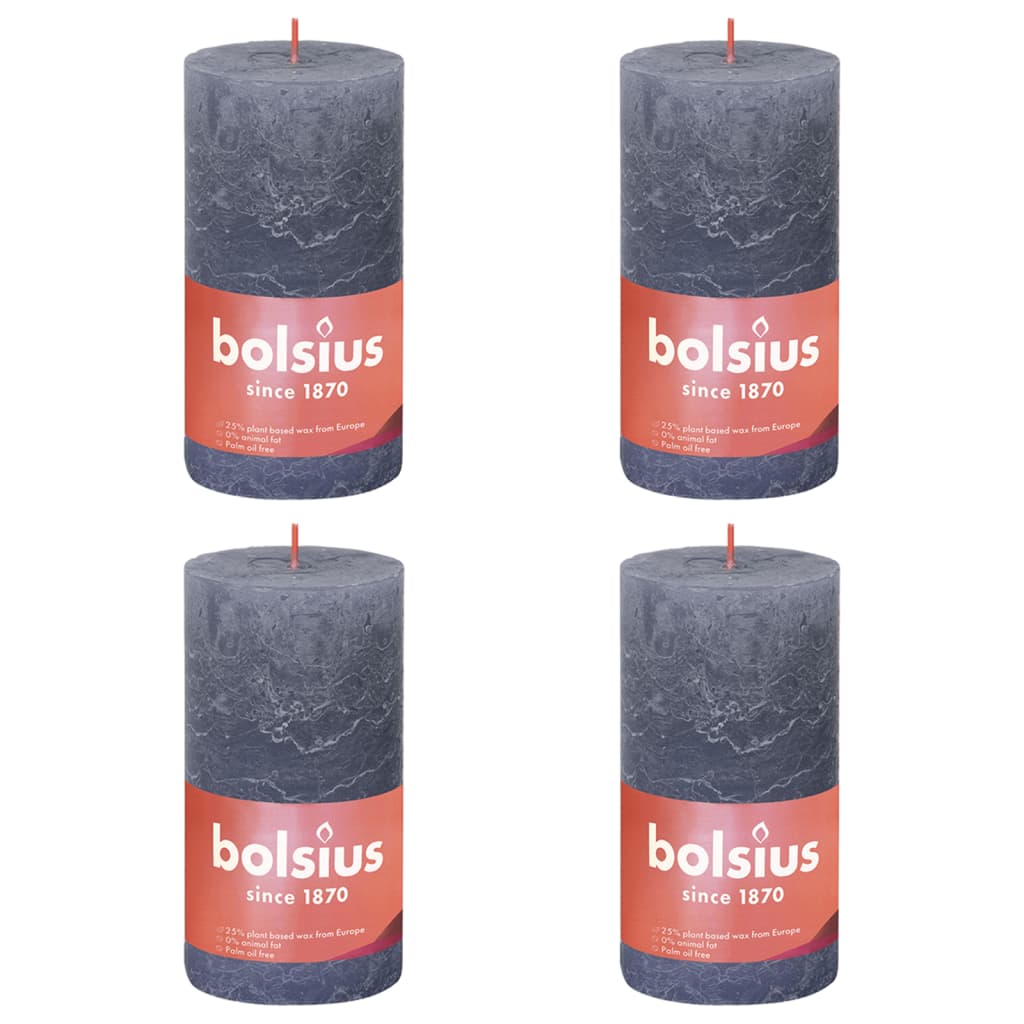 Bolsius Bolsius Stollen Shine 4 ST Rustic 130x68 mm Zmierzch Blue