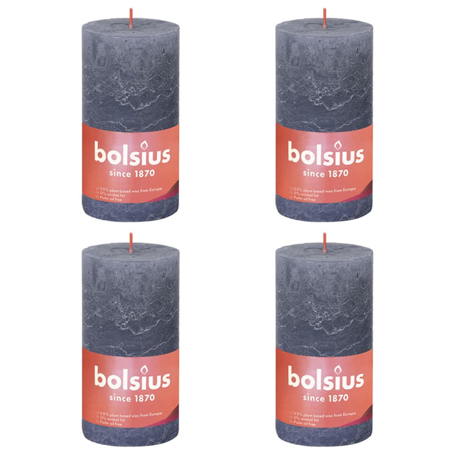Bolsius Bolsius Stollen Shine 4 ST Rustic 130x68 mm Zmierzch Blue