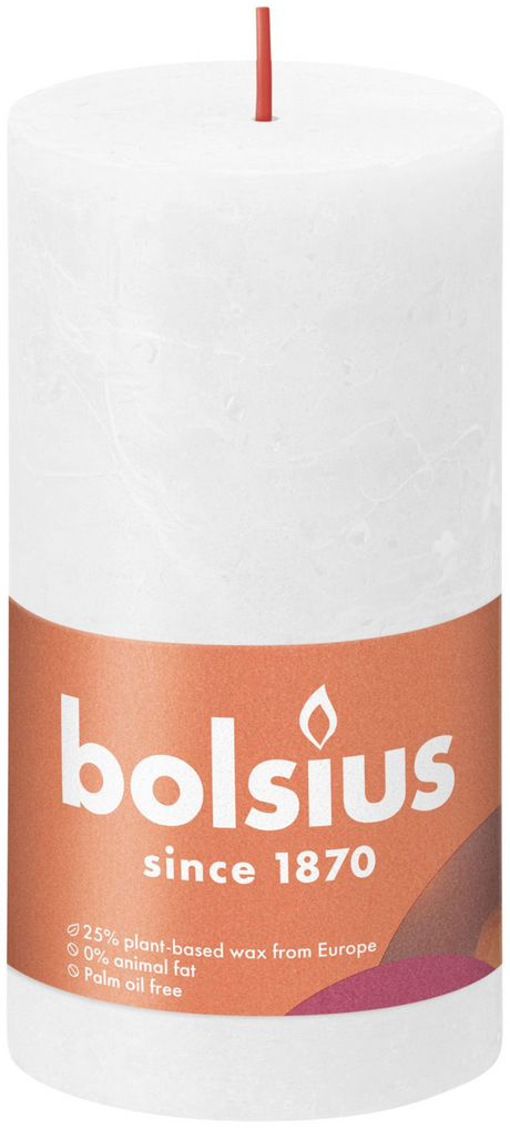 Świeca okrągła Bolsius Shine z kolekcji rustykalnej 130 68 mętna biel - mętna biel