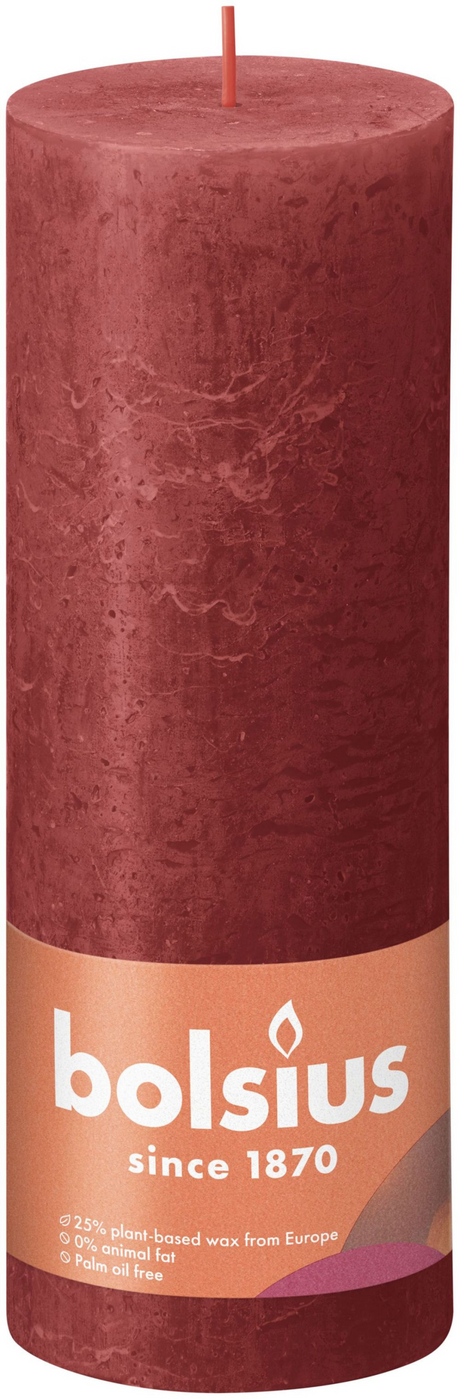 Świeca okrągła Bolsius rustykalna delikatna czerwień - 19 cm ø 7 cm