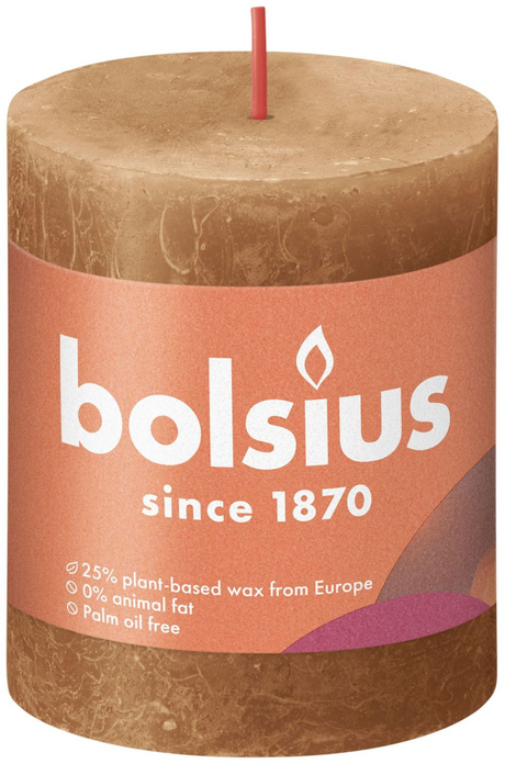 Kolekcja Bolsius Shine świeca okrągła rustykalna 80 68 spice brown - ostry brąz