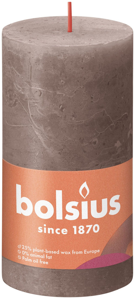Świeca okrągła Bolsius Shine z kolekcji rustykalnej 130 68 rustykalna taupe