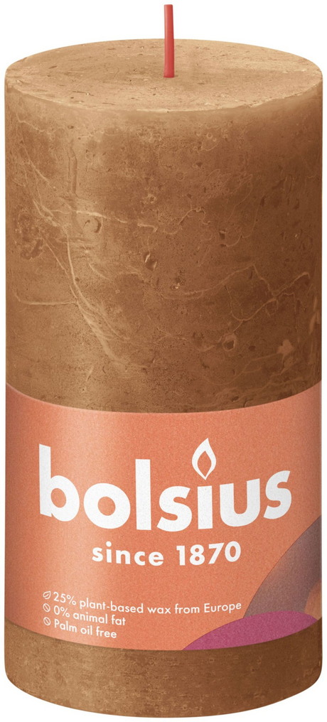 Świeca okrągła Bolsius Shine z kolekcji rustykalnej 130 68 spice brown - ostry brąz