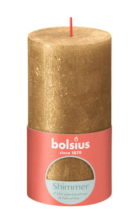 Bolsius Bolsius Świeca pieńkowa Błyszcząca 13x6,8 cm Złota