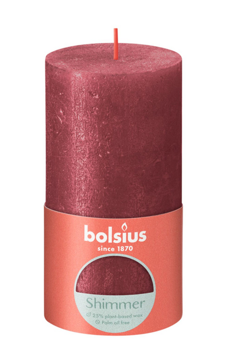 Rustykalna świeca okrągła Bolsius 130 68 czerwona