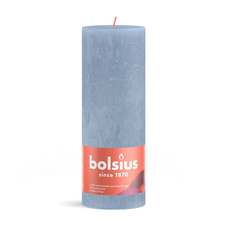 Świeca okrągła Bolsius rustykalna błękitna - 19 cm ø 7 cm
