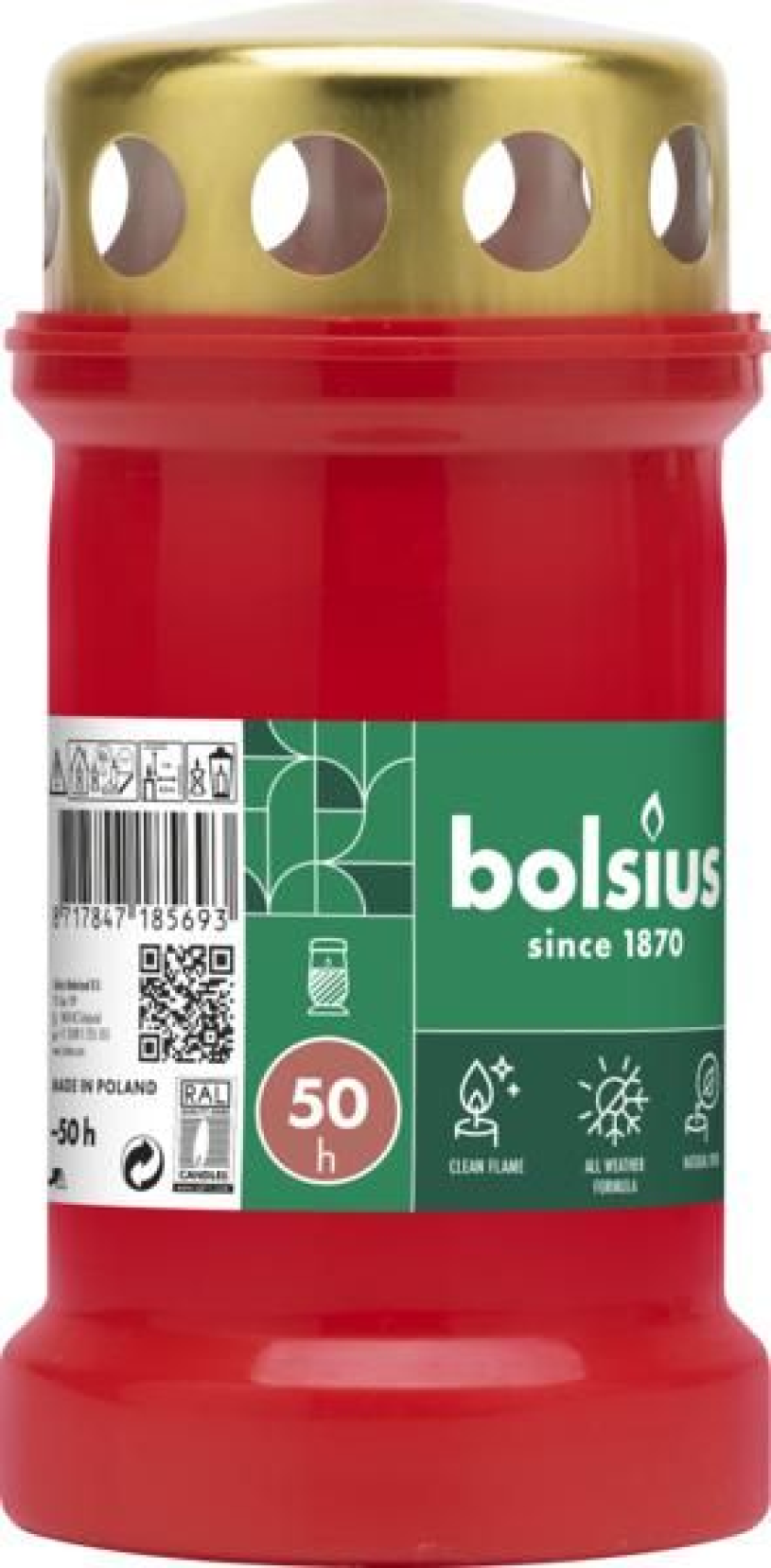 Znicz nagrobny Bolsius nr 3 czerwony z pokrywką