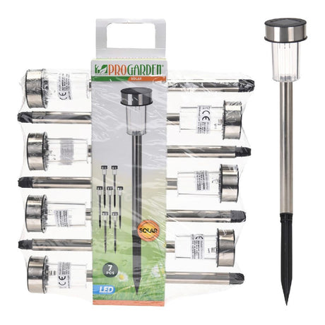 Pro ogrodowa lampa solarna 360mm ze stali nierdzewnej, zestaw 7 sztuk