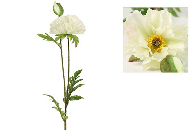 Countryfield kunstbloem papaver vere wit 64cm