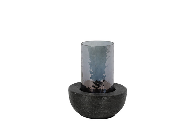 Countryfield theelichthouder arlette s geborsteld zwart 16cm