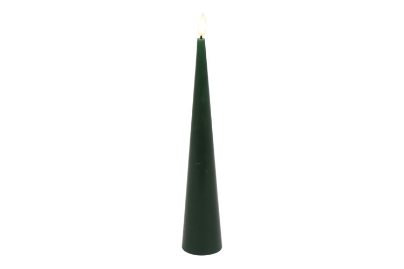 Countryfield led kegelkaars rustiek 5x5x29cm - d.groen