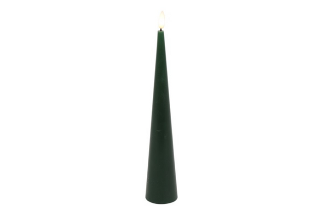 Countryfield led kegelkaars rustiek 5x5x29cm - d.groen