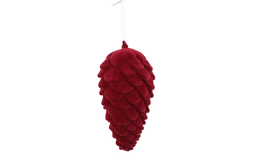 Countryfield dennenappel flocked mea s rood 8x8x20cm