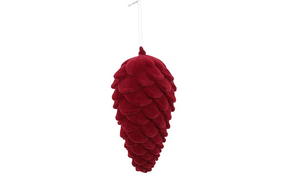 Countryfield dennenappel flocked mea s rood 8x8x20cm