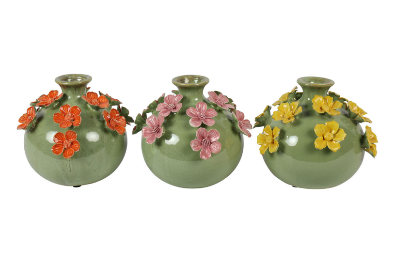 Countryfield vaas fleur m a3 geel groen roze 17x17x15cm