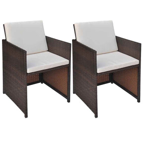 Vidaxl tuinstoelen 2 st met kussens poly rattan bruin