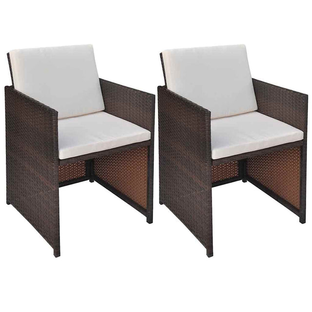 Vidaxl tuinstoelen 2 st met kussens poly rattan bruin
