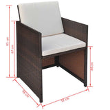 Vidaxl tuinstoelen 2 st met kussens poly rattan bruin