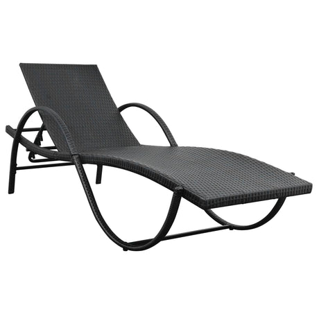 Vidaxl ligbed met kussen en tafel poly rattan zwart
