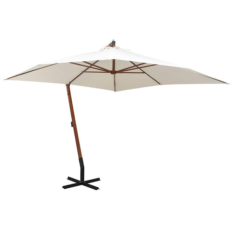 Vidaxl pływający parasol z drewnianym słupem 300x300 cm białym