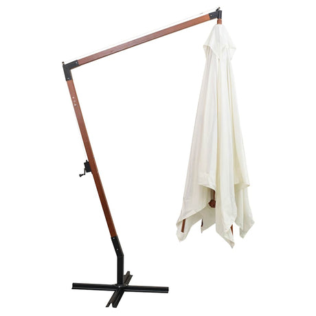 Vidaxl pływający parasol z drewnianym słupem 300x300 cm białym