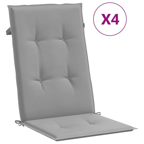 VidaXL Poduszki na krzesła ogrodowe, 4 szt. z wysokim oparciem, 120x50x3 cm, tkanina szara