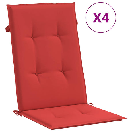 Vidaxl Garden krzesło Poduszki 4 ST High Back 120x50x3 cm Tkanina czerwona